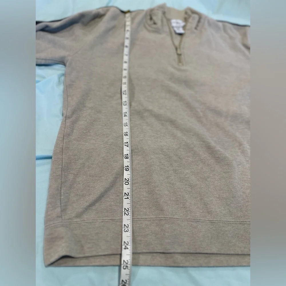 Vintage 90s Calvin Klein Mens Sz: M 100% Cotton Ribbed 1/4 Zip Tan Sweater.